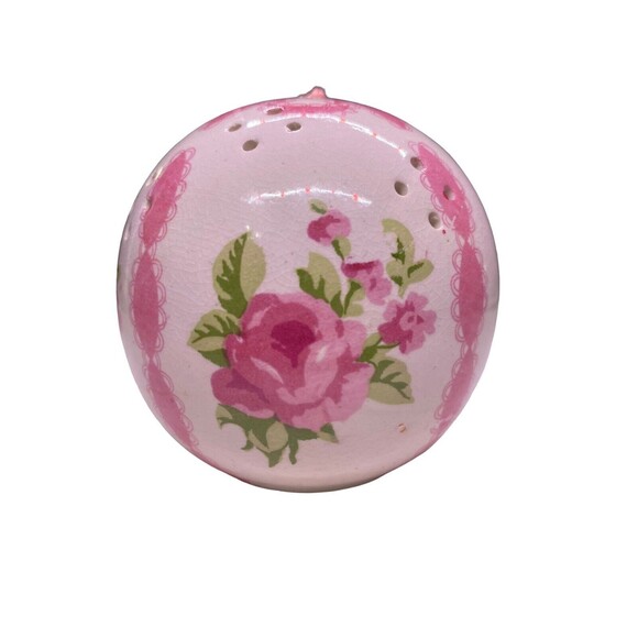 Vintage Ceramic Potpourri Pomander Hanging Ball Floral Pink w/Potpourri - Picture 3 of 8